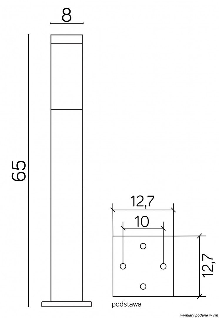 INOX SS802-650  Sockelleuchte außen, Korpus: Gebürsteter Stahl