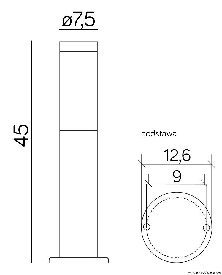 INOX ST 022-450 BL Sockelleuchte außen, Korpus: Schwarz