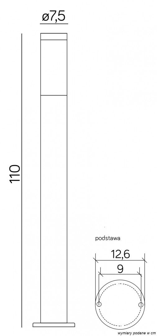 INOX ST022-1100 BL Sockelleuchte außen, Korpus: Schwarz