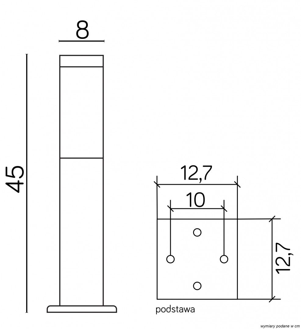 INOX SS802-450  Sockelleuchte außen, Korpus: Gebürsteter Stahl