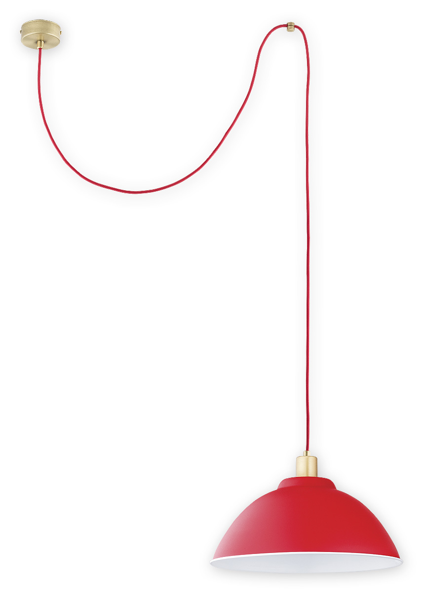 ZTS PAT Pendelleuchte 1-flammig, Korpus: Patina, Lampenschirm: Rot