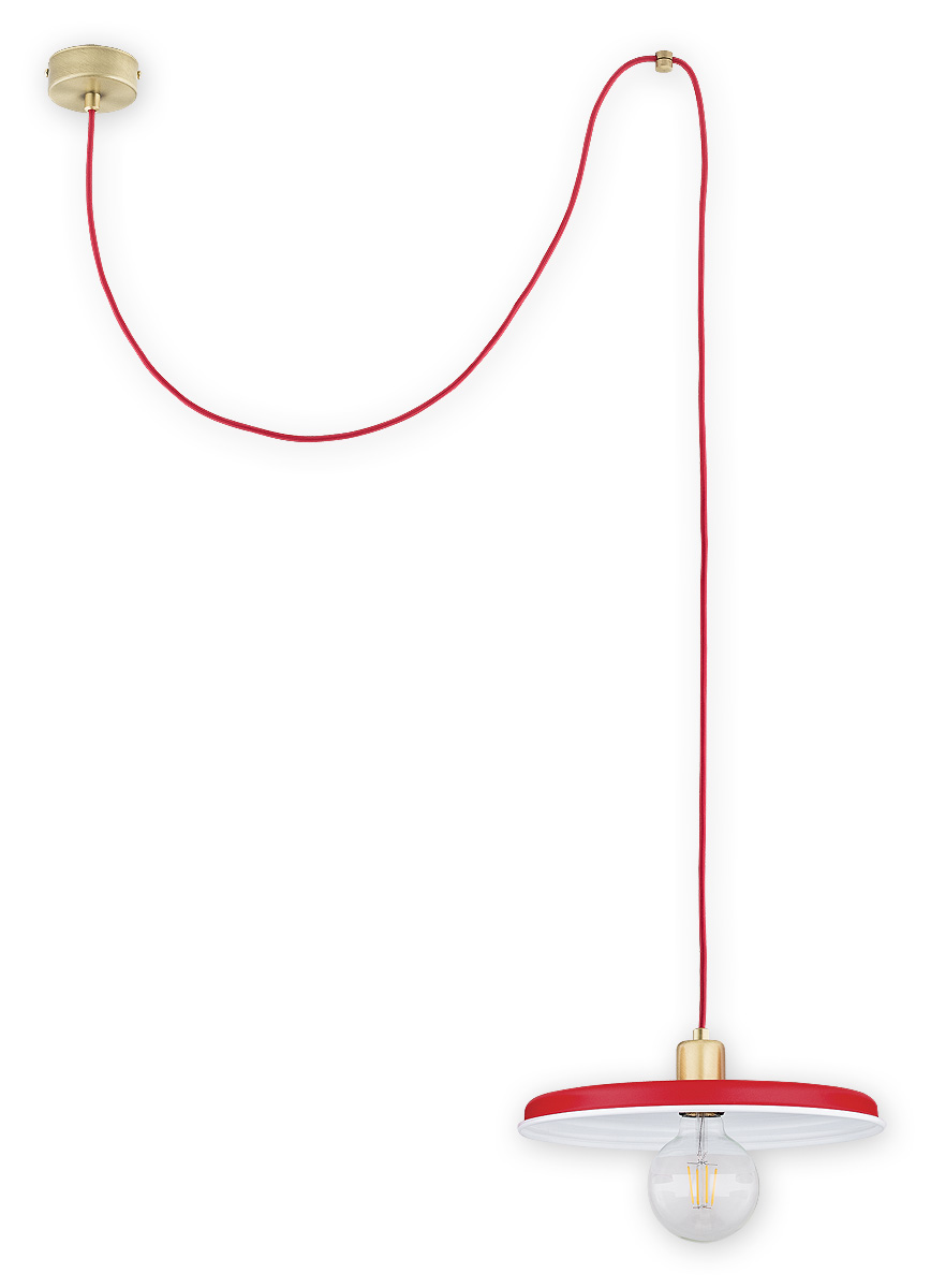 ZTS PAT Pendelleuchte 1-flammig, Korpus: Patina, Lampenschirm: Rot